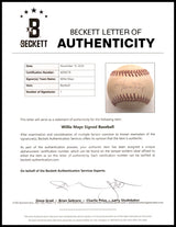 Willie Mays Autographed Official NL Baseball San Francisco Giants Beckett BAS #AE08378