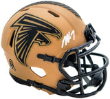 Michael Vick Autographed Atlanta Falcons Camo Brown Speed Mini Helmet Beckett BAS Witness Stock #223741