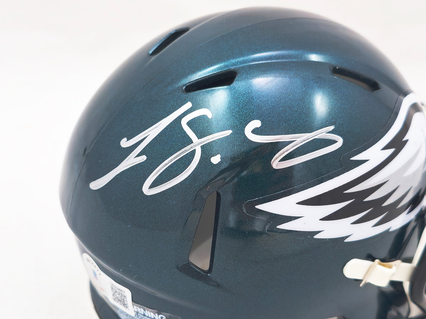 LeSean McCoy Autographed Philadelphia Eagles Green Speed Mini Helmet Beckett BAS Witness Stock #223739