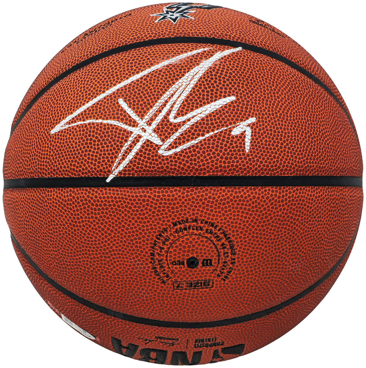 Tony Parker Autographed Authentic Leather San Antonio Spurs Logo Basketball San Antonio Spurs Beckett BAS Witness Stock #222837