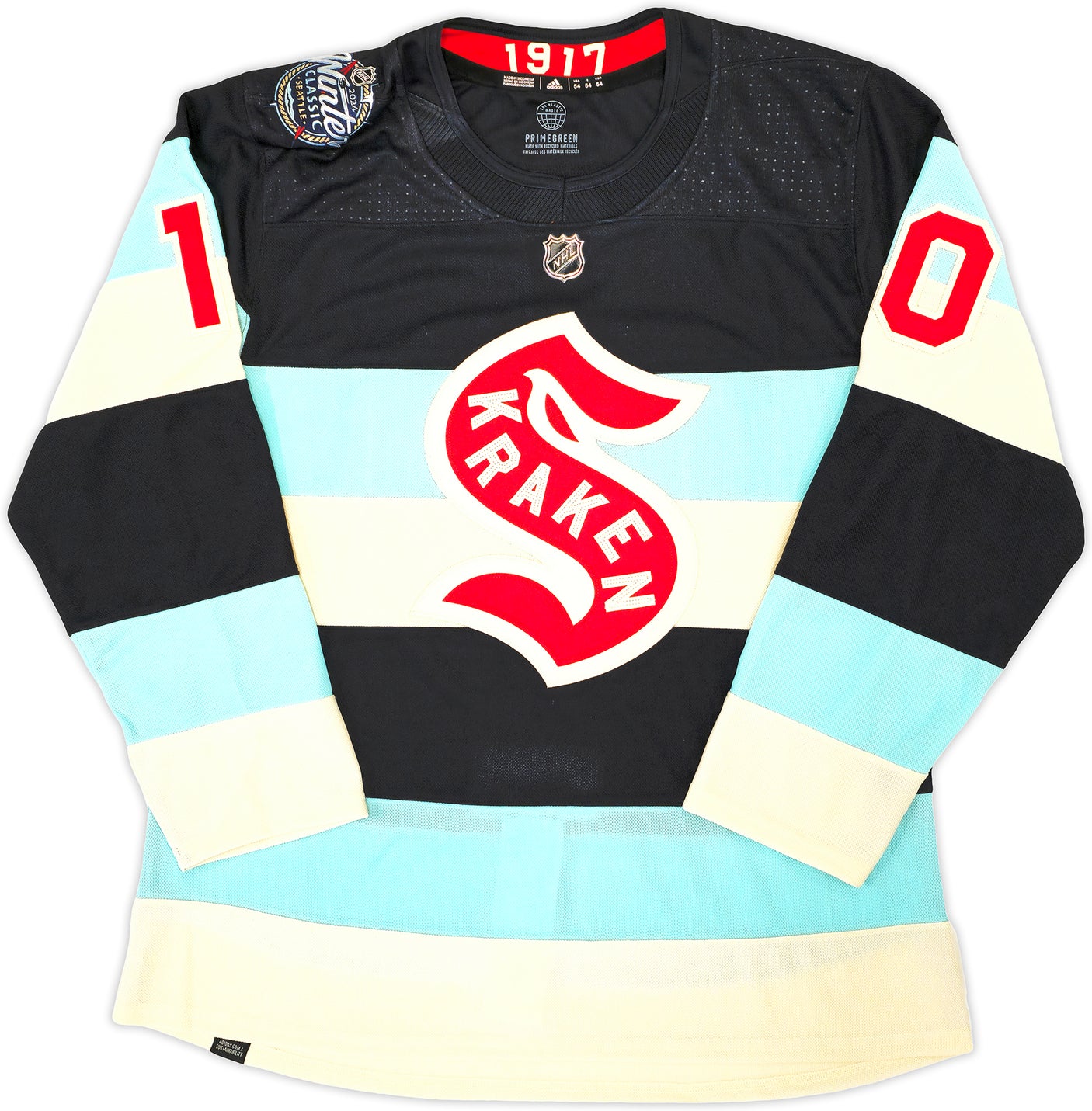 Seattle Kraken Matty Beniers Autographed Blue & Cream Adidas 2024 Winter Classic Jersey Size 54 With Patch Fanatics Holo Stock #223731