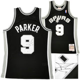 San Antonio Spurs Tony Parker Autographed Black Authentic Mitchell & Ness 2001-02 HWC Swingman Rookie Year Jersey Size M Beckett BAS Witness Stock #222833