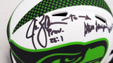 Steve Largent & Jim Zorn Autographed Seattle Seahawks Lunar Eclipse White Speed Mini Helmet MCS Holo Stock #211065