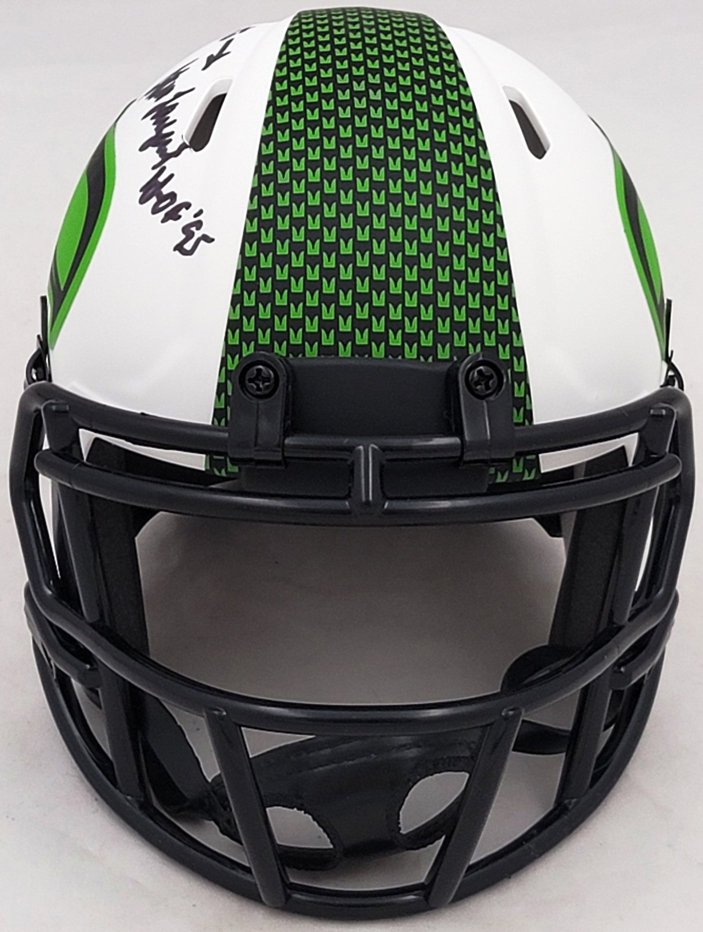 Steve Largent & Jim Zorn Autographed Seattle Seahawks Lunar Eclipse White Speed Mini Helmet MCS Holo Stock #211065