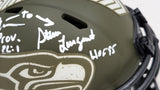 Steve Largent & Jim Zorn Autographed Seattle Seahawks Camo Speed Mini Helmet Salute To Service MCS Holo Stock #211063