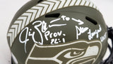 Steve Largent & Jim Zorn Autographed Seattle Seahawks Camo Speed Mini Helmet Salute To Service MCS Holo Stock #211063