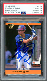 Ichiro Suzuki Autographed 1993 BBM Rookie Card #239 Orix Blue Wave PSA 9 Auto Grade Gem Mint 10 Signed In Kanji PSA/DNA #73045475