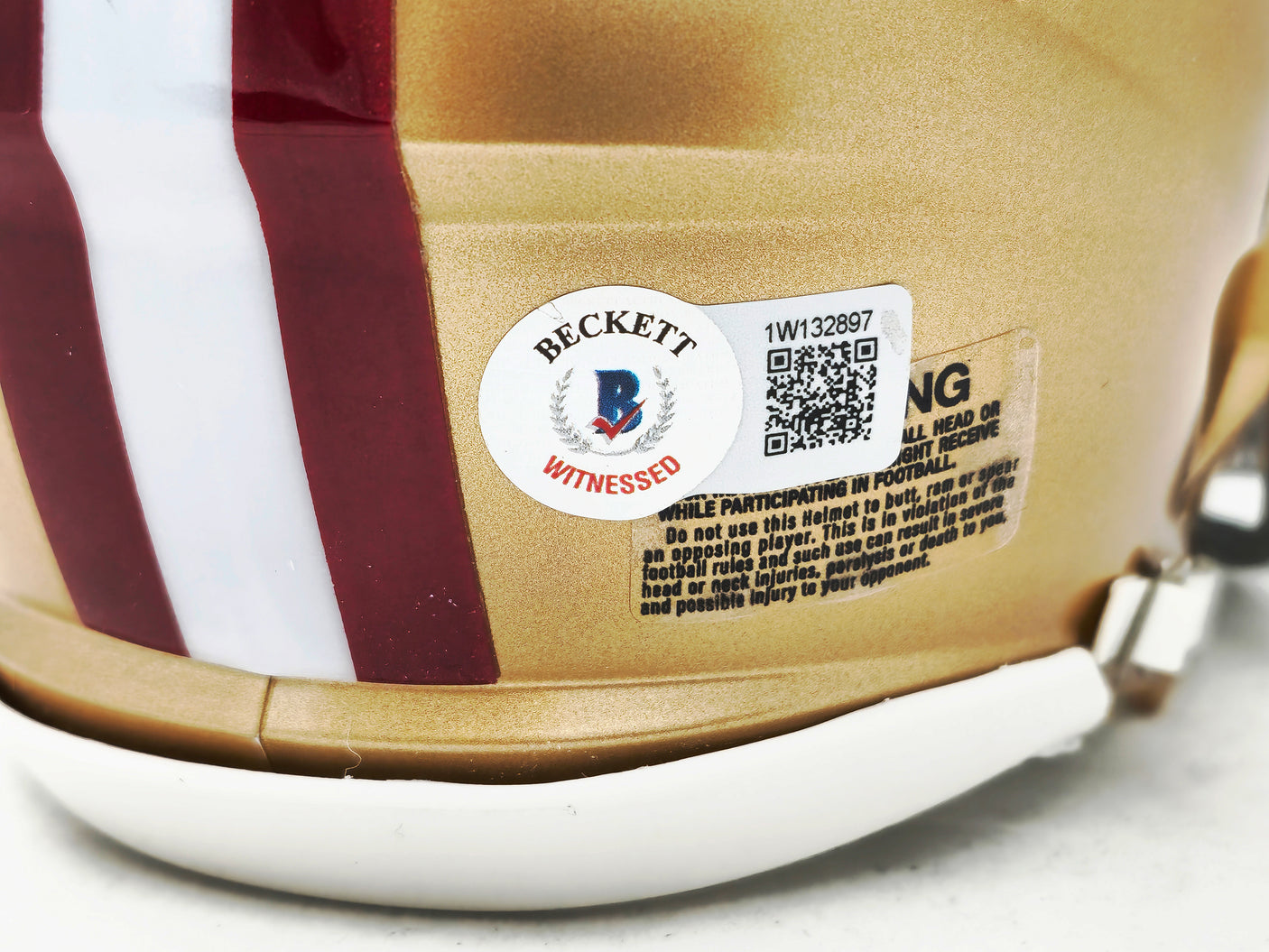 Fred Warner Autographed San Francisco 49ers Gold Speed Mini Helmet Beckett BAS Witness Stock #223761