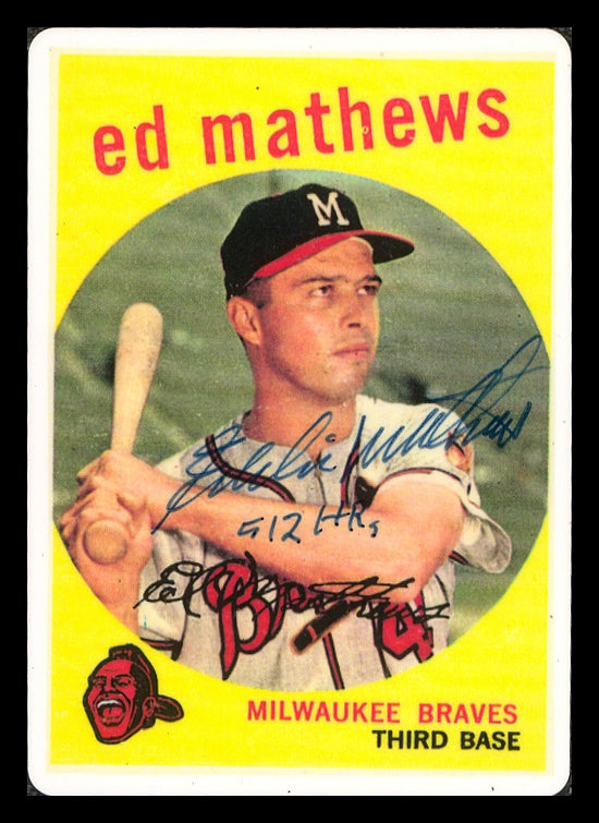Eddie Mathews Autographed Porcelain Baseball Card Set Milwaukee Braves "53 59 HRC, 512 HRs & HOF 78" With 3 Signed Cards #36/512 Signature Series #A11823