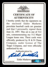 Eddie Mathews Autographed Porcelain Baseball Card Set Milwaukee Braves "53 59 HRC, 512 HRs & HOF 78" With 3 Signed Cards #36/512 Signature Series #A11823