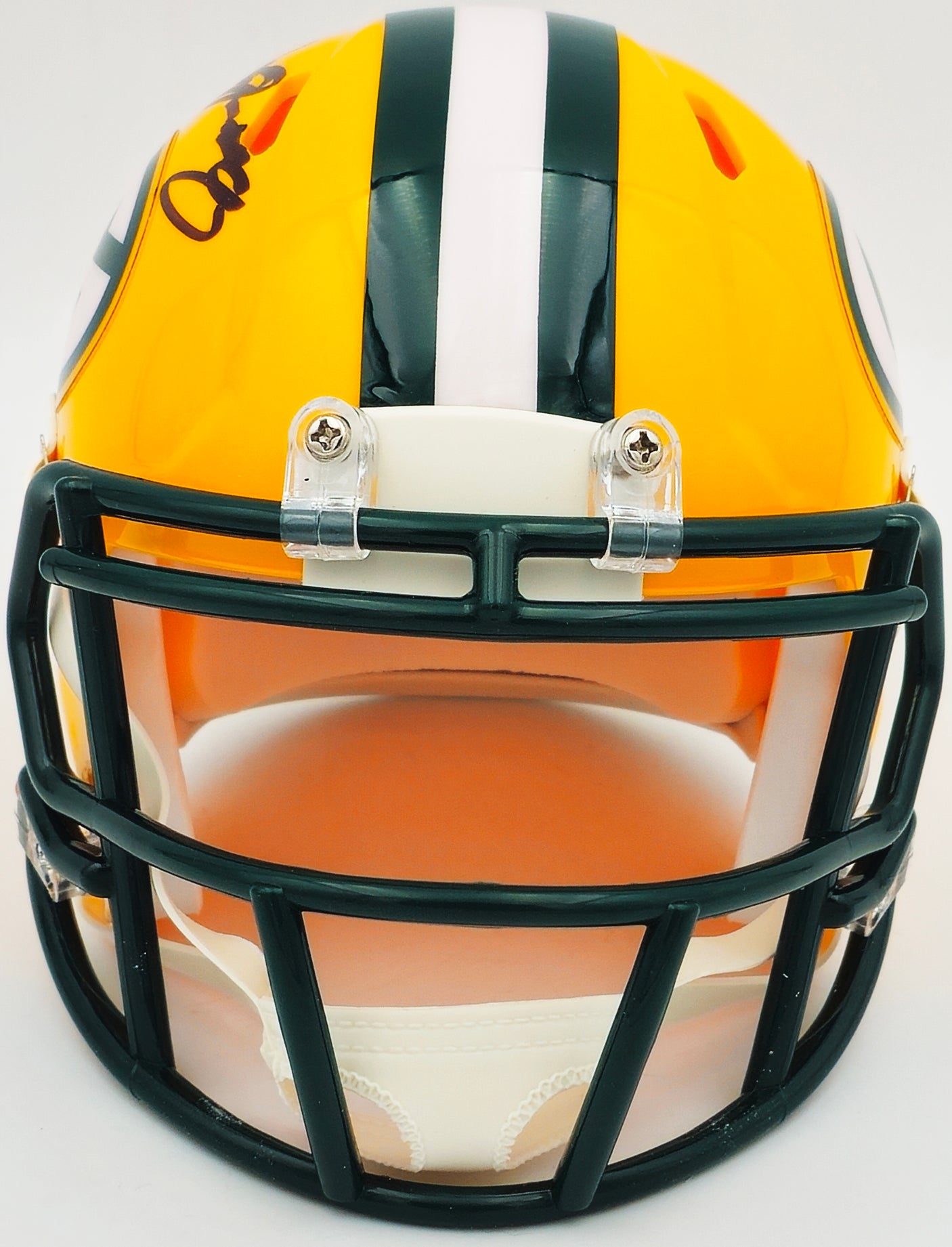 Josh Jacobs Autographed Green Bay Packers Yellow Speed Mini Helmet Beckett BAS QR Stock #236970