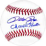 Pete Rose Autographed Official MLB Baseball Cincinnati Reds "Charlie Hustle" Beckett BAS Witness Stock #237564