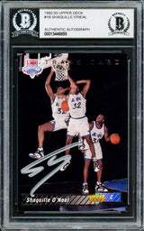 Shaquille Shaq O'Neal Autographed 1992-93 Upper Deck Rookie Card #1B Orlando Magic Beckett BAS Stock #211211