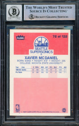 Xavier McDaniel Autographed 1986-87 Fleer Rookie Card #72 Seattle Supersonics Auto Grade Gem Mint 10 Beckett BAS Stock #211223