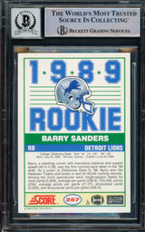Barry Sanders Autographed 1989 Score Rookie Card #257 Detroit Lions Auto Grade Gem Mint 10 Beckett BAS Stock #211224