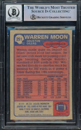 Warren Moon Autographed 1985 Topps Rookie Card #251 Houston Oilers Auto Grade Gem Mint 10 "HOF 06" Beckett BAS Stock #211225