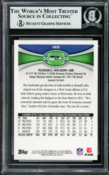 Russell Wilson Autographed 2012 Topps Rookie Card #165A Seattle Seahawks Beckett BAS Stock #211226