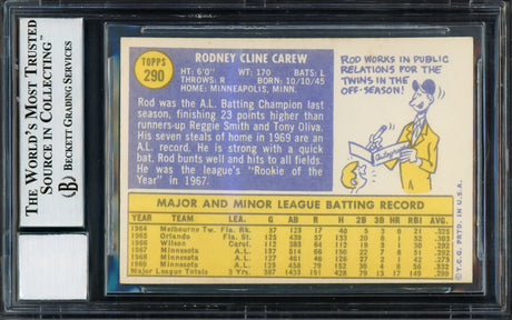 Rod Carew Autographed 1970 Topps Card #290 Minnesota Twins Auto Grade Gem Mint 10 Beckett BAS Stock #211233