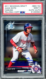 Juan Soto Autographed 2017 Bowman Draft Chrome Rookie Card #BDC162 New York Yankees PSA 9 PSA/DNA Stock #211326
