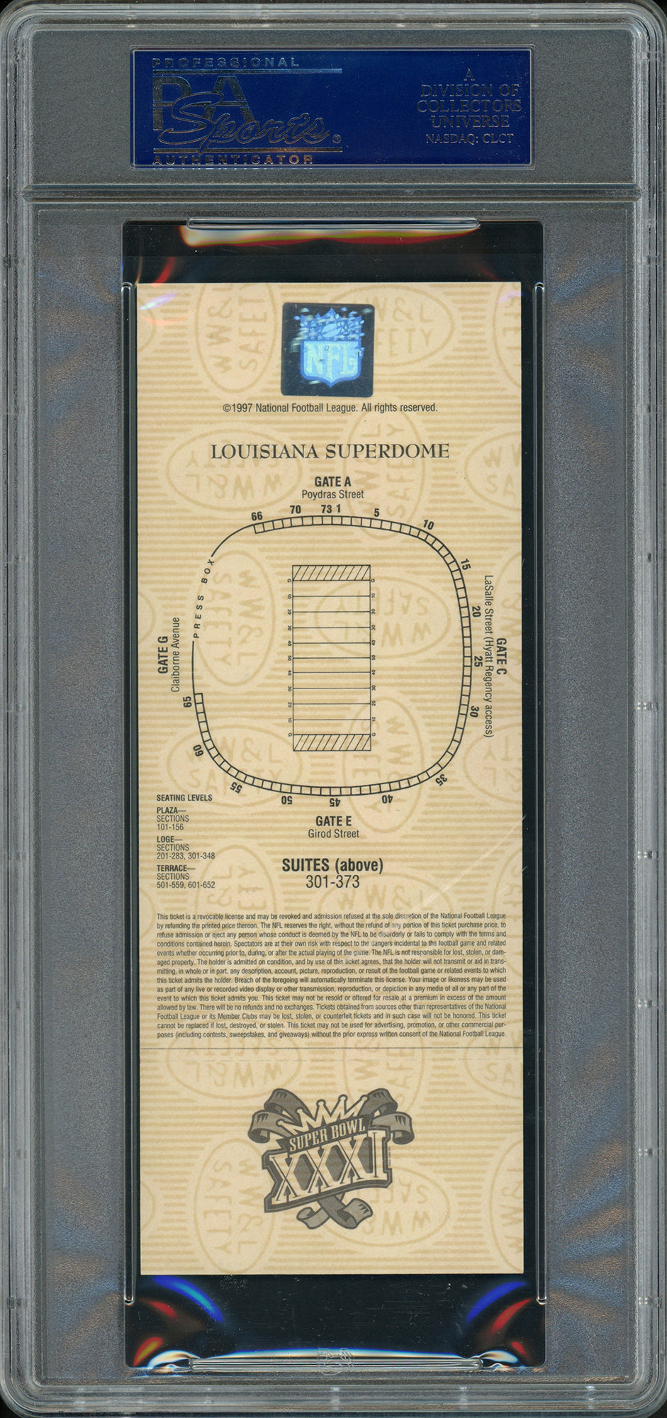 Desmond Howard Autographed 1997 Super Bowl Ticket Green Variation Green Bay Packers PSA 8 "SB XXXI MVP" PSA/DNA Stock #211268