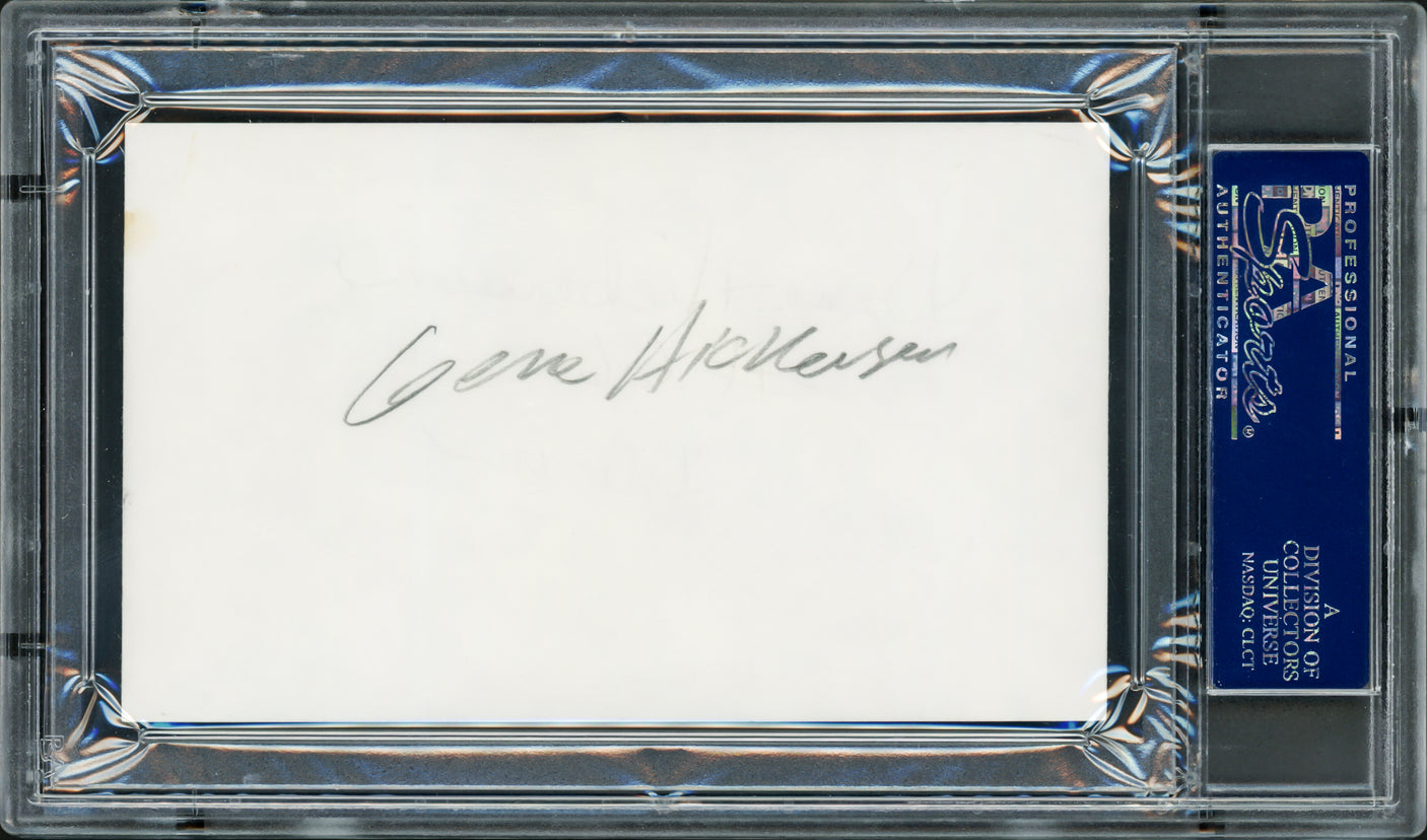 Gene Hickerson Autographed 3x5 Index Card Cleveland Browns Blue Sharpie PSA/DNA Stock #211343
