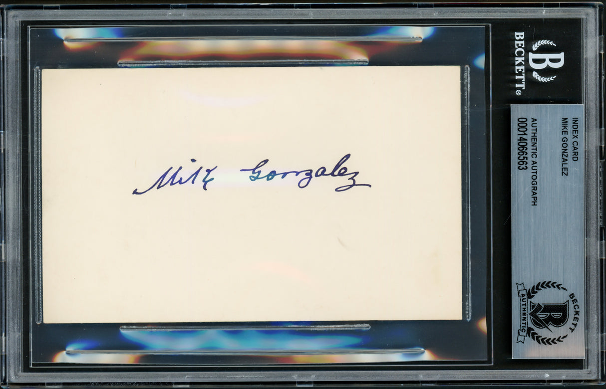 Mike Gonzalez Autographed 3x5 Index Card St. Louis Cardinals Beckett BAS Stock #211345