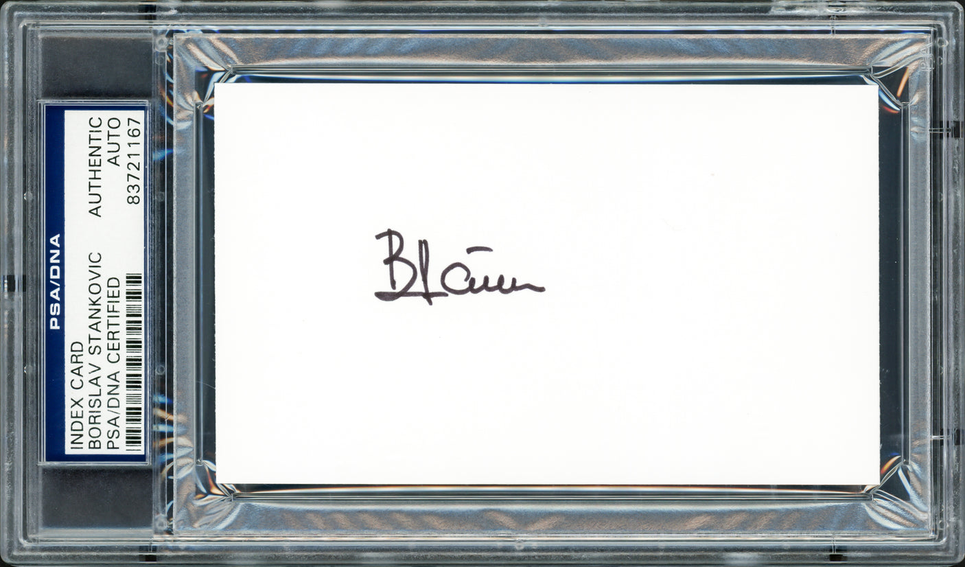 Borislav "Bora" Stankovic Autographed 3x5 Index Card PSA/DNA Stock #211355