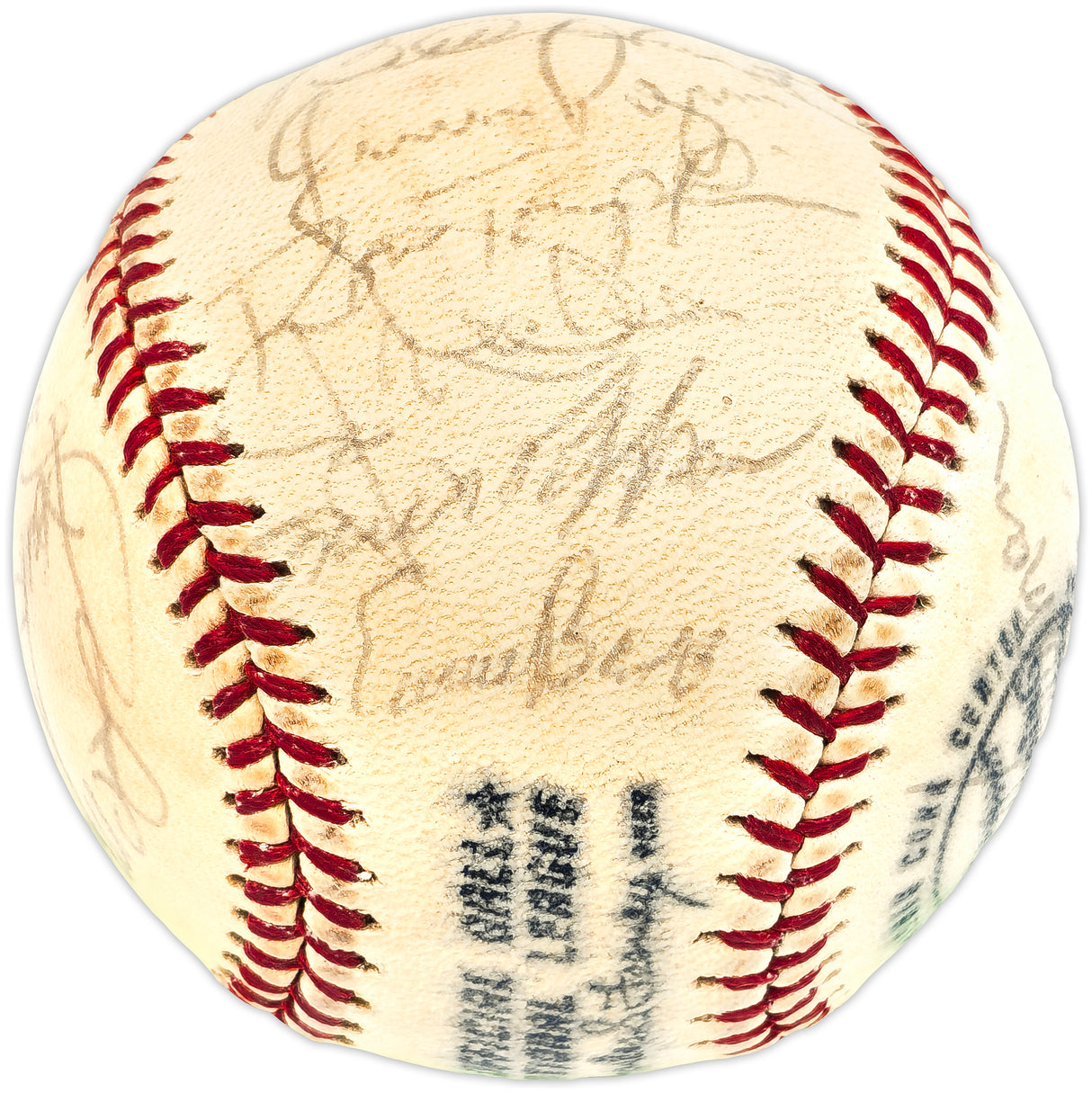1971 Chicago Cubs Team Autographed Official Feeney NL Baseball With 26 Signatures Including Ernie Banks & Ron Santo Beckett BAS #AE08169