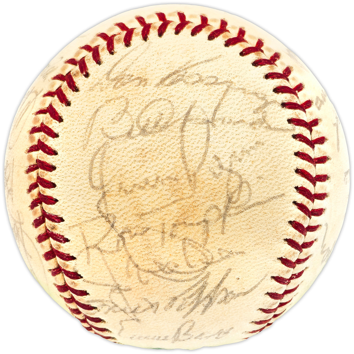 1971 Chicago Cubs Team Autographed Official Feeney NL Baseball With 26 Signatures Including Ernie Banks & Ron Santo Beckett BAS #AE08169