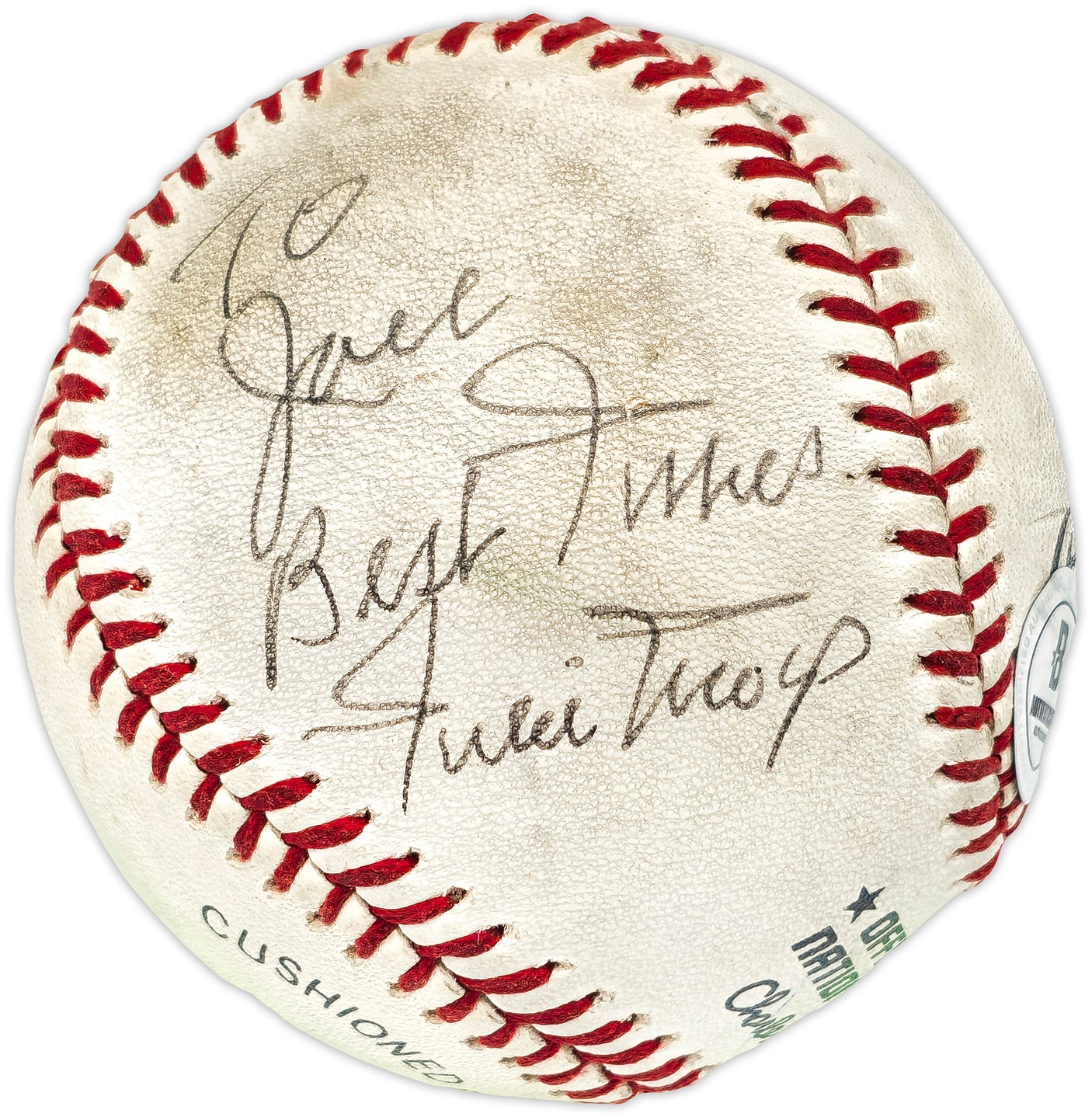 Willie Mays Autographed Official Feeney NL Baseball San Francisco Giants "To Jack Best Wishes" Vintage Signature Beckett BAS #AE08342