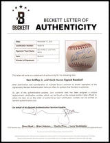 Hank Aaron & Ken Griffey Jr. Autographed Official NL Baseball Beckett BAS #AE08318