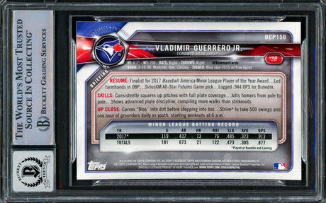 Vladimir Guerrero Jr. Autographed 2018 Bowman Chrome Rookie Card #BCP150 Toronto Blue Jays Auto Grade Gem Mint 10 Beckett BAS #16337760