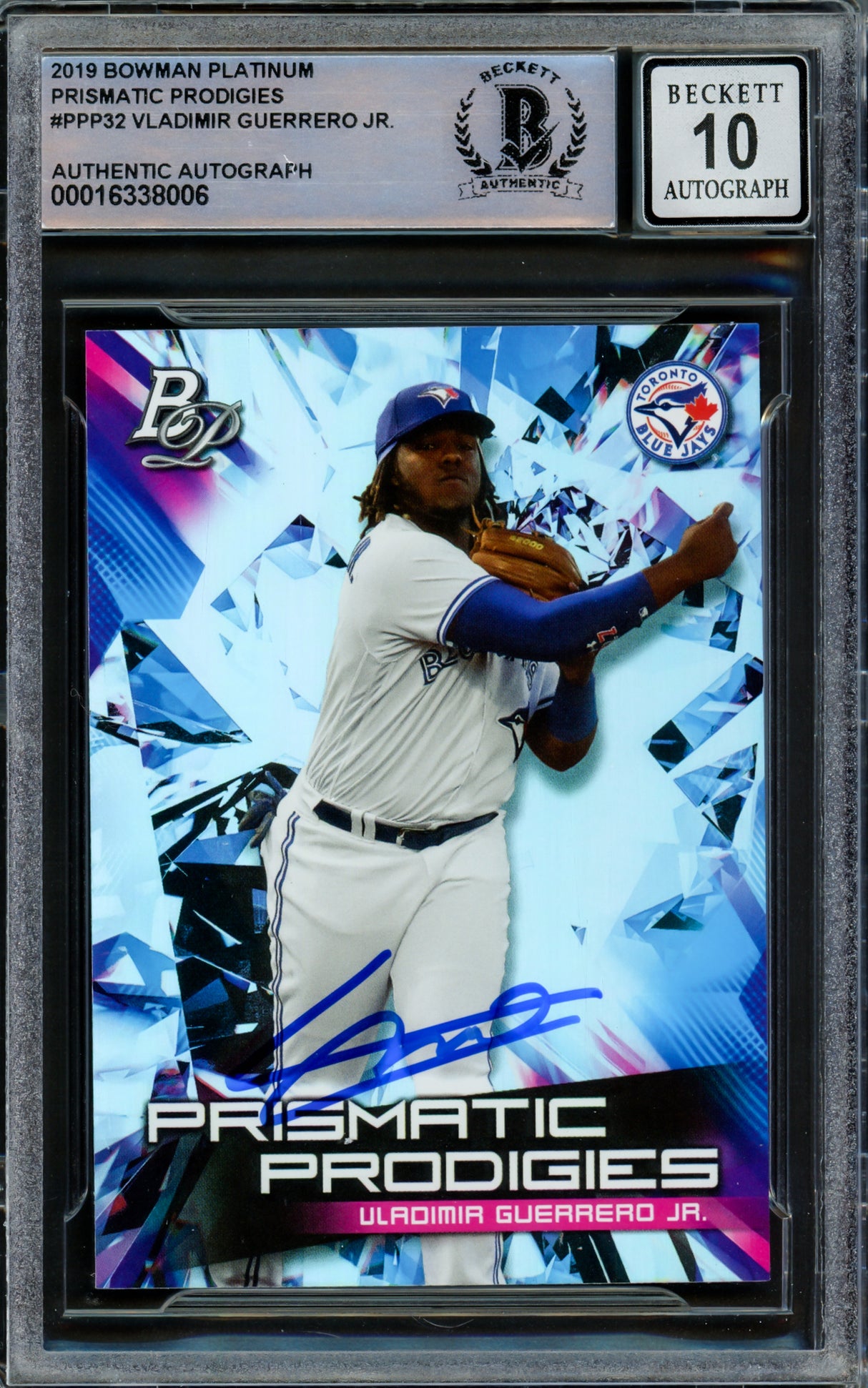 Vladimir Guerrero Jr. Autographed 2019 Bowman Platinum Prismatic Prodigies Card #PPP-32 Toronto Blue Jays Auto Grade Gem Mint 10 Beckett BAS #16338006