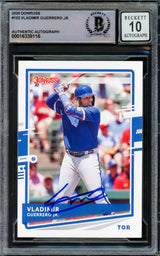 Vladimir Guerrero Jr. Autographed 2020 Donruss Card #102 Toronto Blue Jays Auto Grade Gem Mint 10 Beckett BAS #16338116