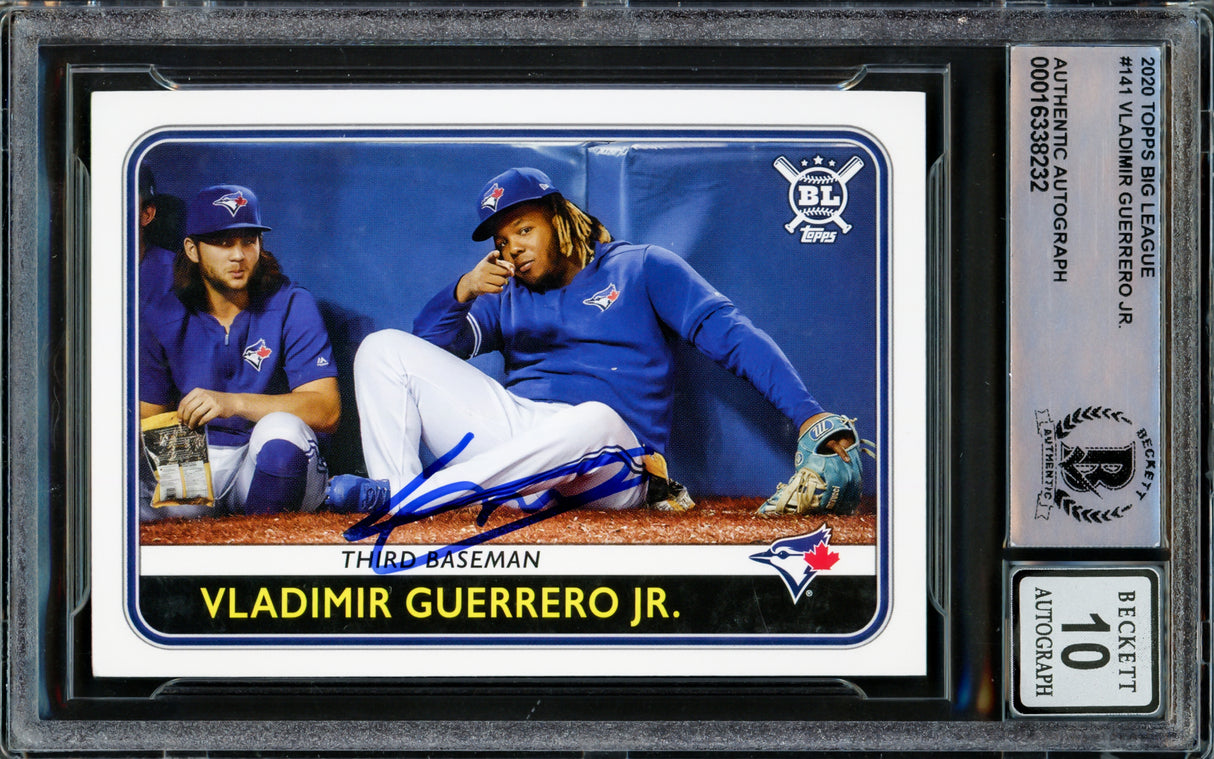 Vladimir Guerrero Jr. Autographed 2020 Topps Big League Card #141 Toronto Blue Jays Auto Grade Gem Mint 10 Beckett BAS #16338232