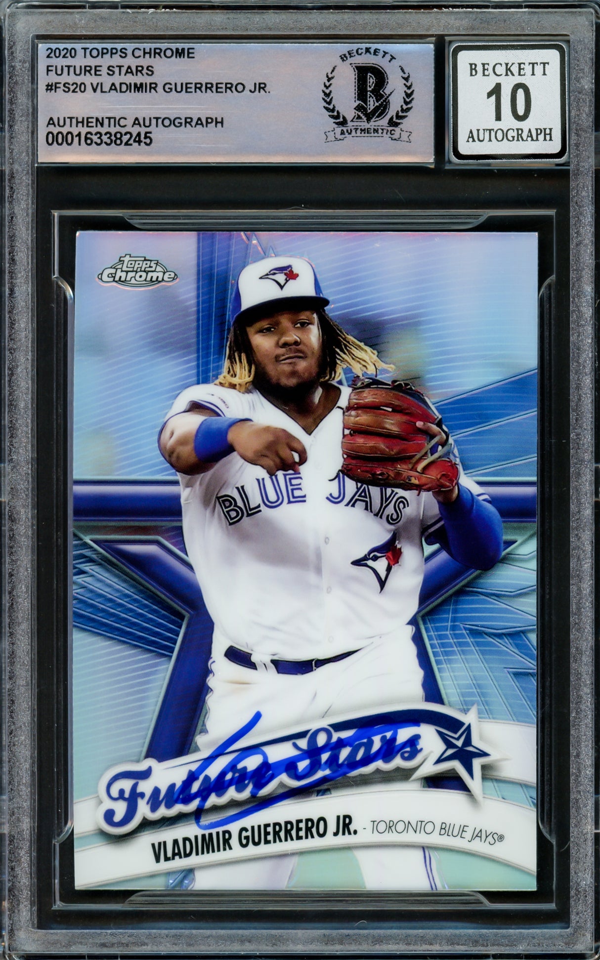 Vladimir Guerrero Jr. Autographed 2020 Topps Chrome Future Stars Card #FS-20 Toronto Blue Jays Auto Grade Gem Mint 10 Beckett BAS #16338245