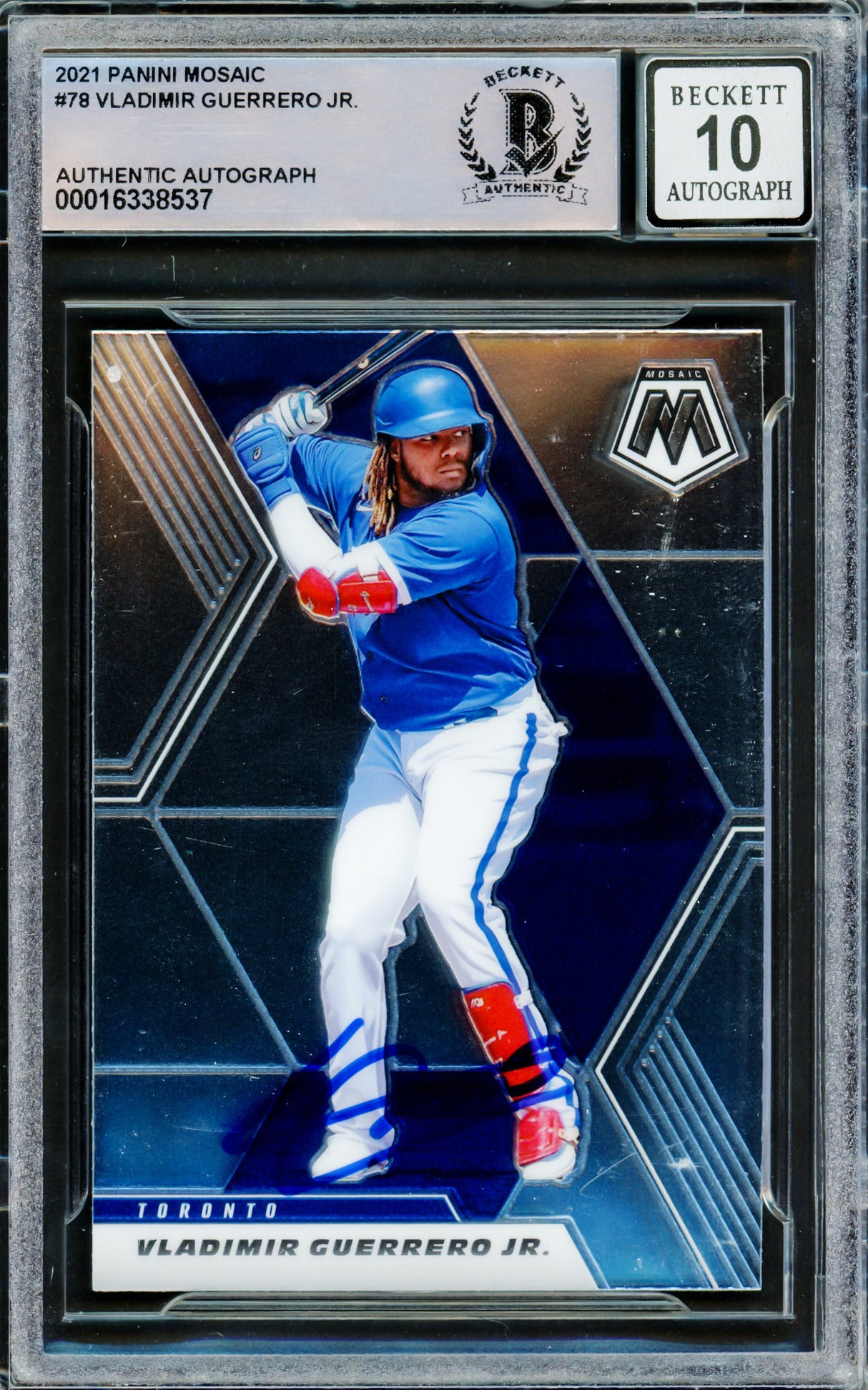 Vladimir Guerrero Jr. Autographed 2021 Panini Mosaic Card #78 Toronto Blue Jays Auto Grade Gem Mint 10 Beckett BAS #16338537