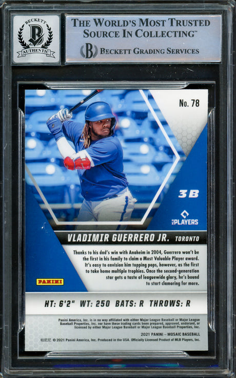 Vladimir Guerrero Jr. Autographed 2021 Panini Mosaic Card #78 Toronto Blue Jays Auto Grade Gem Mint 10 Beckett BAS #16338537