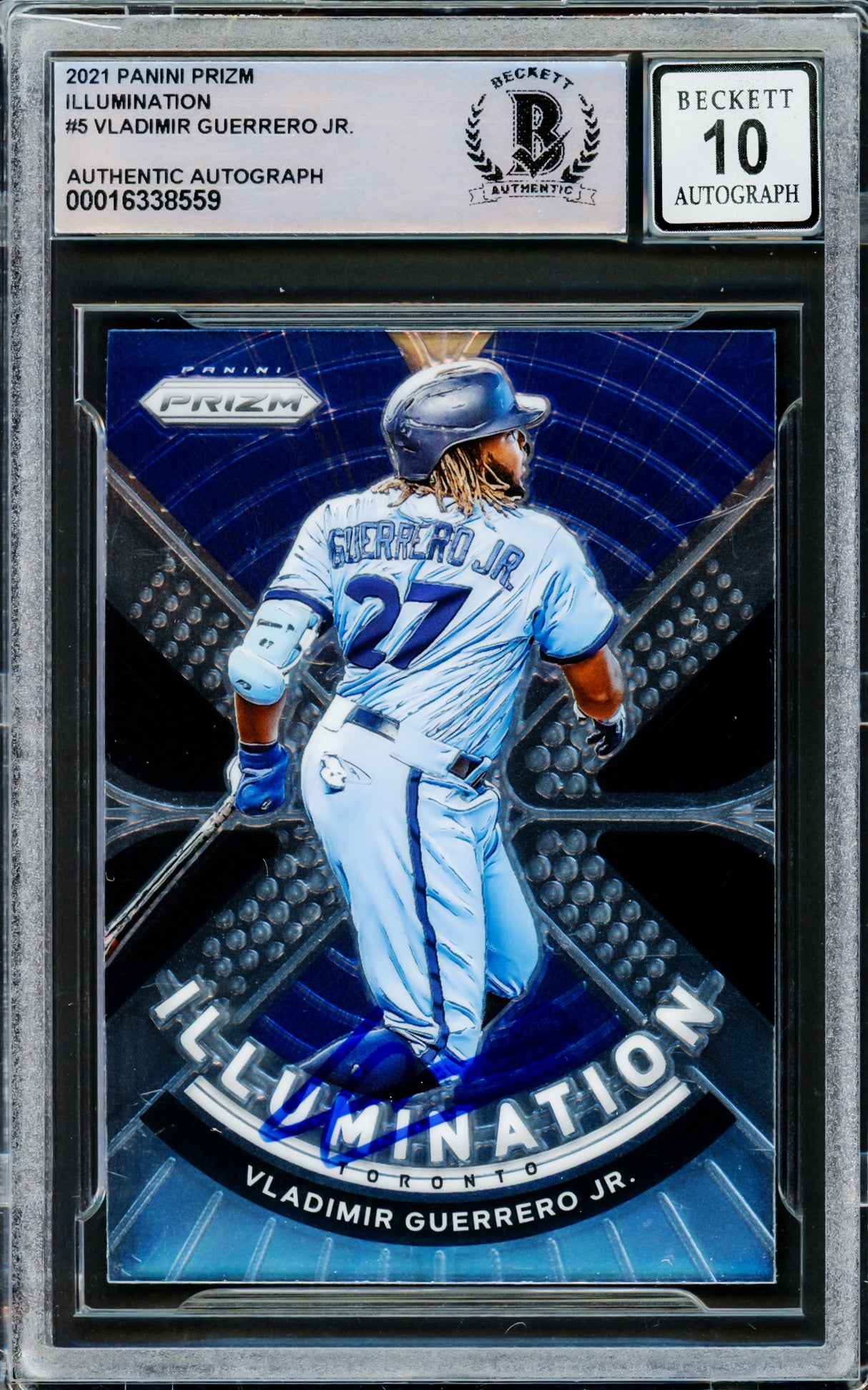 Vladimir Guerrero Jr. Autographed 2021 Prizm Illumination Card #IL-5 Toronto Blue Jays Auto Grade Gem Mint 10 Beckett BAS #16338559