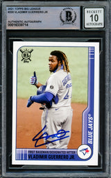 Vladimir Guerrero Jr. Autographed 2021 Topps Big League Card #200 Toronto Blue Jays Auto Grade Gem Mint 10 Beckett BAS #16338714