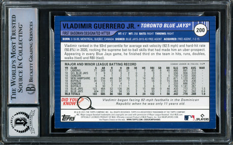 Vladimir Guerrero Jr. Autographed 2021 Topps Big League Card #200 Toronto Blue Jays Auto Grade Gem Mint 10 Beckett BAS #16338714