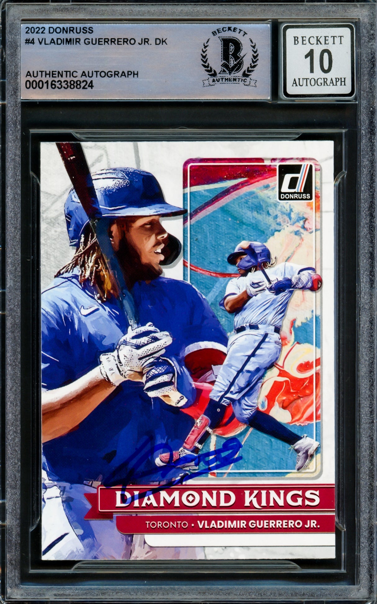 Vladimir Guerrero Jr. Autographed 2022 Donruss Diamond Kings Card #4 Toronto Blue Jays Auto Grade Gem Mint 10 Beckett BAS #16338824