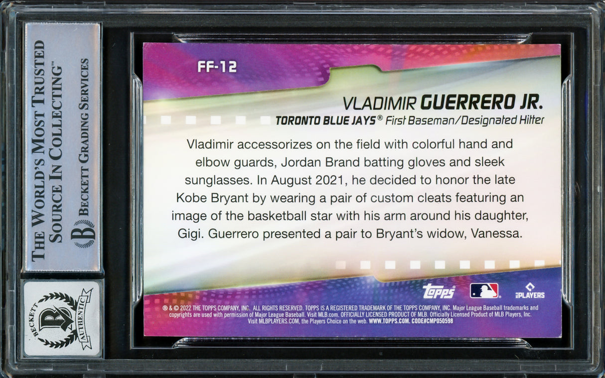 Vladimir Guerrero Jr. Autographed 2022 Topps Flashiest Feet Card #FF-12 Toronto Blue Jays Auto Grade Gem Mint 10 Beckett BAS #16338926