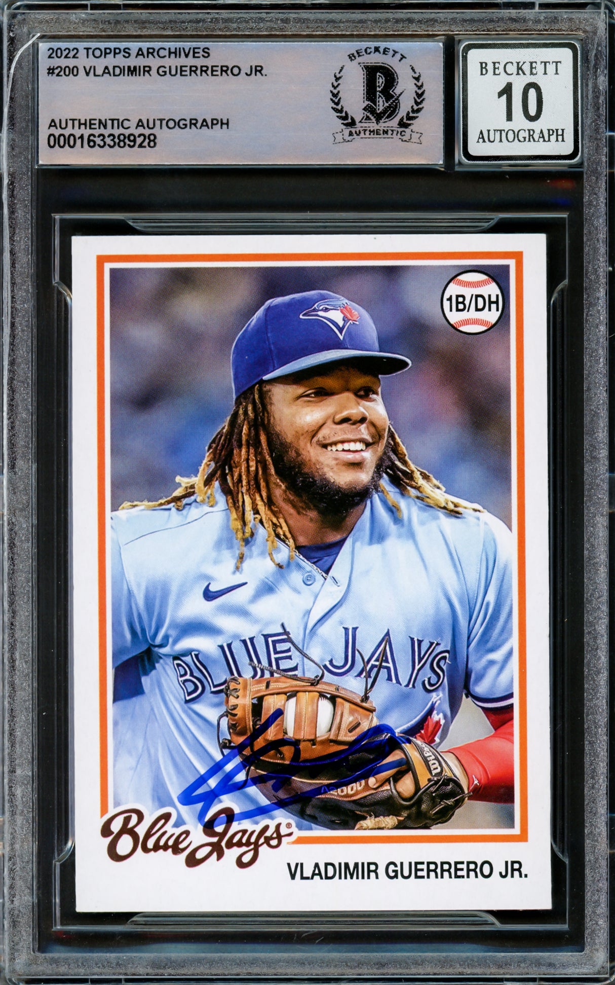Vladimir Guerrero Jr. Autographed 2022 Topps Archives Card #200 Toronto Blue Jays Auto Grade Gem Mint 10 Beckett BAS #16338928