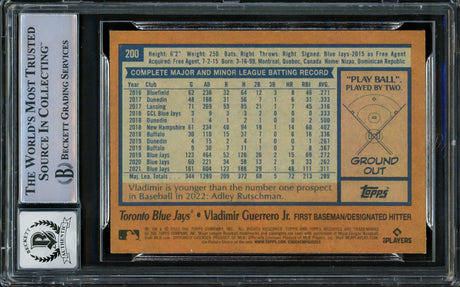Vladimir Guerrero Jr. Autographed 2022 Topps Archives Card #200 Toronto Blue Jays Auto Grade Gem Mint 10 Beckett BAS #16338928