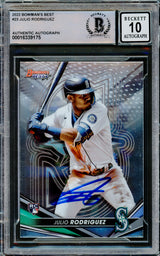 Julio Rodriguez Autographed 2022 Bowman's Best Rookie Card #23 Seattle Mariners Auto Grade Gem Mint 10 Beckett BAS #16339175