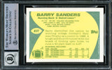 Barry Sanders Autographed 1989 Topps Traded Rookie Card #83T Detroit Lions Auto Grade Gem Mint 10 Vintage Rookie Signature Beckett BAS #16339466