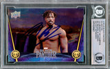 Michael B. Jordan Autographed 2018 Upper Deck Black Panther Silver Foil Card #67 Marvel Okoye Takes on KillMonger Beckett BAS Stock #224179