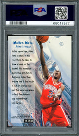 Allen Iverson Autographed 1996-97 Fleer Metal Molten Metal Rookie Card #17 Philadelphia 76ers PSA 8 Auto Grade Gem Mint 10 PSA/DNA #68017877