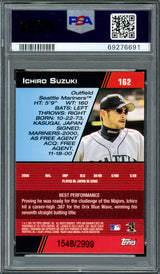 Ichiro Suzuki Autographed 2001 Bowman's Best Rookie Card #162 Seattle Mariners PSA 8 Auto Grade Gem Mint 10 "01 ROY/MVP" #1548/2999 PSA/DNA #69276691